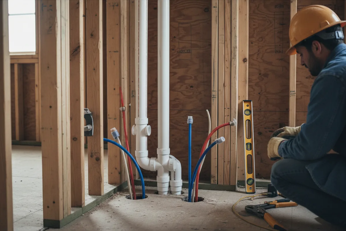 Drain and supply rough-in during Sump Pump Repair in Thousand Oaks