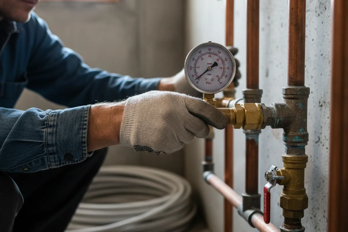 Pressure testing a repaired line during Water Line Repair in Thousand Oaks
